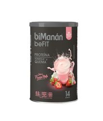 biManán - Batido de Proteína Sabor Fresa y Nata, Con Proteína que tonifica tu masa muscular y Guaraná que ayuda a quemar grasas, Fibra, Ácido Fólico, Vitaminas y Minerales - 14 Batidos, 420g