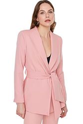 Trendyol Vrouwen Regular Standaard Revers Kraag Geweven Blazer, Poeder, 64