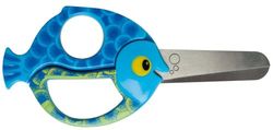 Fiskars Tesouras de animais para crianças com motivos de peixe, a partir dos 4 anos, comprimento: 13 cm, para destros e canhotos, lâminas de aço inoxidável/alças de plástico, azul, 1003746