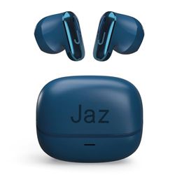 JAZ Orion – Auriculares semiintrauditivos True inalámbricos estéreo, Ultra compactos, Funda de Carga, micrófono Integrado, Controles táctiles, para Smartphone, Tablet, portátil, 20 Horas, Azul