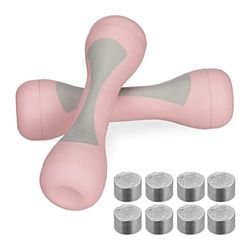 Relaxdays dumbbell set van 2, verstelbare gewichtjes,1kg, 1,5kg of 2kg, rubberen greep, halterset voor vrouwen, roze