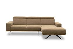 DOMO. Collection Hoekbank Lucera, functionele sofa in L-vorm, hoekbank, 259x169 cm, gestoffeerde hoek met houten frame in bruin (koffie)