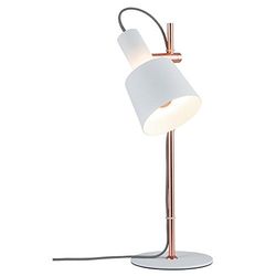 Paulmann 79658 Neordic Haldar Table luminaire max. 1x20W Table lamp for E14 Lamps Bedside lamp White/Copper matt 230V Metal Without lamp
