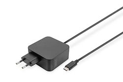 DIGITUS Cargador 65 W - con Cable de Carga USB-C - Cargador rápido Power Delivery (PD 3.0) - para MacBook Pro/Air, Lenovo, ThinkPad, HP, DELL, ASUS, Acer y Dispositivos móviles - Negro