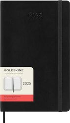 Moleskine Daily Planner, Agenda Journalier 12 Mois 2025, Couverture Souple et Fermeture Élastique, Couleur Noir, Format Large 13x21 cm