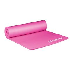 Relaxdays yogamat, 1 cm dik, voor pilates, fitness, gewrichtsvriendelijk, draagband, sportmat 60 x 180 cm, pink