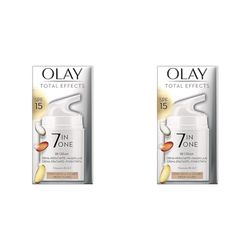 Olay Total Effects BB Cream 7En1, Tono Medio A Oscuro, Con SPF 15 Y Niacinamida, 50ml (Paquete de 2)