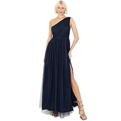 Anaya with Love Womens Ladies Maxi One Cold Shoulder Dress with Slit Split Sleeveless Prom Wedding Guest Bridesmaid Ball Evening Gown Navy Blue Size 8