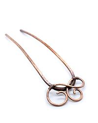 FineMetalDust - Forcina con spirali celtici in rame o ottone - Accessori donna regalo - Forcine per capelli lunghi