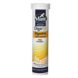 Matt Integratore Alimentare di Calcio Digestivo Effervescente Digersì, Limone, 20 Compresse