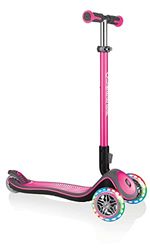 Globber Elite Deluxe Lights – step voor kinderen, 120/80 mm, ABEC 5, 3 wielen, in hoogte verstelbaar, led-wielen, roze