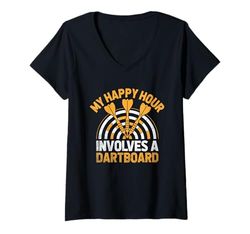Donna My Happy Hour coinvolge un gioco di freccette Giocatore sportivo Maglietta con Collo a V