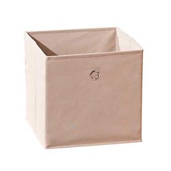 Inter Link - Caja de almacenaje plegable - Portaobjetos plegable - Caja de almacenaje para separador de ambientes o estantería - 32 x 32 x 32 cm - Con orificio para los dedos - Winny - Beige