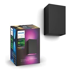 Philips Hue Resonate Muurlamp - Buitenlamp - IP44 - Duurzame LED Verlichting - Wit en Gekleurd Licht - Dimbaar - Verbind met Hue Bridge - Werkt met Alexa en Google Home - Zwart