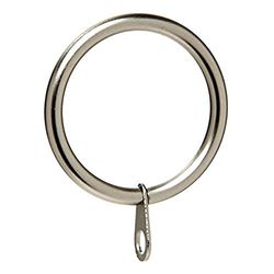 Merriway BH07020 gordijn staaf/paal ringen metaal met vast oog ID 50mm/ OD 60mm mat nikkel-Pack van 8, zilver toon