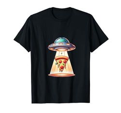 Divertente UFO Alien Pizza Planet Beam Abduction Maglietta