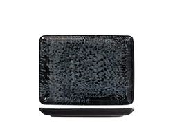 H&H Uranus Piatto Rettangolare in Porcellana, 17x23cm, Design Moderno, Elegante, per servire le pietanze, Nero