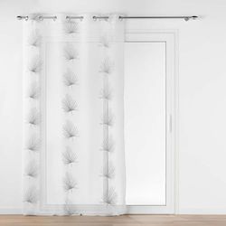 Douceur d'Intérieur, tenda trasparente con occhielli (140 x 280 cm) Palmaris, grigio, tulle sabbiato ricamato