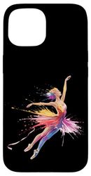 Ballerina ballerina colorata Splash Art Paint donne ragazza Custodia per iPhone 15