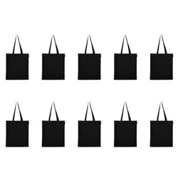 EcoRight Resuable 100% Eco-Friendly Cotton Tote Bag, Black-pack of 10, One Size