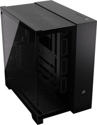 CORSAIR 6500X Media-Torre ATX Caja de PC de Doble Cámara - Cristal Templado Panorámico - Conexión Inversa Compatible con Placa Base - Sin Ventiladores Incluidos - Negro
