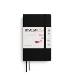 LEUCHTTURM1917 372563 Agenda semainier de poche 2026, 2026, 12 mois, couverture souple, noir, en allemand