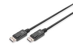 DIGITUS Cabo DisplayPort - UHD 4K/60 Hz - 1 m - com bloqueio - HBR 2 - compatível com monitores e placas gráficas para jogos - Polybag - preto