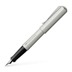 Faber-Castell 150592 Hexo Pluma estilográfica con trazo de escritura EF (extrafino), plateado mate, 1 unidad