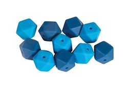 Rayher 14867387 - Perlas de silicona (forma hexagonal, 14 mm de diámetro, tonos azules, 14 mm de diámetro)