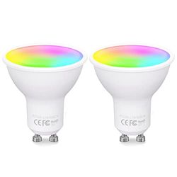 Fitop Alexa gloeilampen GU10 Wlan Smart Lamp,4.7W Equivalent aan 50W,RGB 16 miljoen kleuren+warm wit-koud wit,Dimbaar via app of stem,Compatibel met Alexa/Google Home,Geen hub nodig,5 stuks