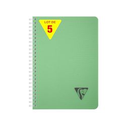 Clairefontaine 327501Cpack Kolekcja Linicolor ESSENCE Zestaw 5 zeszytów spiralnych - A5 14,8x21 cm - 180 małych stron w kratkę - Biały papier 90 g - Przezroczysta okładka Polypro - Sage Green