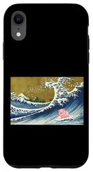 Retro Vintage Surfing A Great Wave Cute Show Pig Lover Coque pour iPhone XR