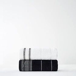 GC GAVENO CAVAILIA 2 Piece 100% Pure Cotton 550 GSM Dalby Hand Towel Set, Premium Quality Soft Comfortable Absorbent, Egyptian, Black, 50x80 Cm