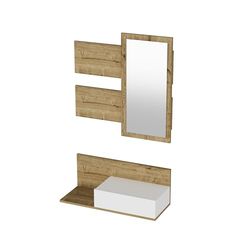 WELL HOME MOBILIARIO & DECORACIÓN Set van spaanplaat met melamine coating, met spiegel, in wit - saffier eiken