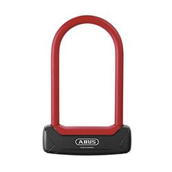 ABUS U-lock Granit Plus 640/135HB150 - Candado de bicicleta extra ligero con grillete redondo - Nivel de seguridad 12 - Negro/Rojo