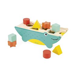 Janod - Doos met Kroco Tropik – educatief speelgoed van hout – educatief speelgoed vormen en kleuren – 8 insteken – FSC-gecertificeerd – waterverf – vanaf 1 jaar, J08267