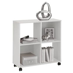 FMD furniture Etagère de Bureau, Bibliothèque sur roulettes, idéale pour Les dossiers A4, Blanche, 72 x 77 x 33 cm (L x H x P) 290-001E