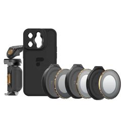 PolarPro - LiteChaser iPhone 14 PRO Max - Kit registi - incl. Custodia per iPhone 14 PRO Max - Impugnatura LiteChaser iPhone 14 - Filtro VND 3-5 - Filtro CP - Filtro Nebbia VND 3-5 - Pulsante di