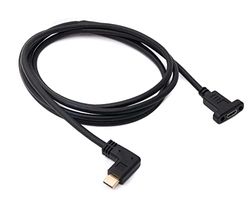 SYSTEM-S USB 3.1 kabel 180 cm type C stekker naar bus schroef hoek adapter in zwart