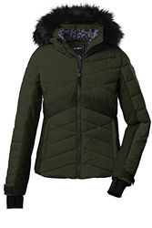 killtec Giacca da sci da donna Ksw 210 Wmn Qltd Jckt in piumino con cappuccio rimovibile e paraneve, verde oliva scuro, 42, Verde oliva scuro, 56