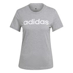 adidas Essentials Slim Logo, T-shirt, Donna, Medium Grey Heather/White, M