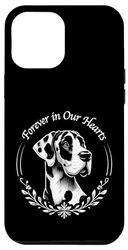 iPhone 14 Plus Harlequin Great Dane Forever in Our Hearts Dog Memorial Case