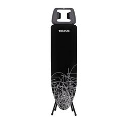 Taurus Argenta Black - Planche à repasser, 3 positions de hauteurs jusqu'à 81cm, Support pour centrale vapeur, Housse 100% coton, Dimensions 32 x 110 cm, anti-dérapeant