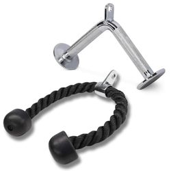 Yes4All Combo tricep-touw, tricep pulldown kabel en V-stang kabel bevestiging, kabelstang voor krachttraining (tricep-touw en V-vormige stang)