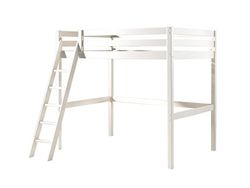 VIPACK Lit Mezzanine 140x200 - Lit Junior 90x200 2 sommiers Inclus et Commode 4 tiroirs Pino - Blanc