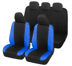 Auto Accessori Lupex Housses de siège Auto compatibles avec Panda à partir de 2012, fabriqué en Italie, Tissu Polycoton, Ensemble Complet (Noir, Bleu Royal, 01 - Dossier arrière Entier)