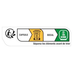 Autocollant étiquette Info-tri - Bocal en Verre avec Capsule Couvercle - Planche de 42 Stickers H1,9 x L6,9 cm