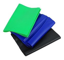 CanDo Trainingsband LATEXFREI/weerstandsband/gymnastiekband - 3-pack - groen/blauw/zwart (medium/zwaar/zeer zwaar) - elk 1,5 m lengte