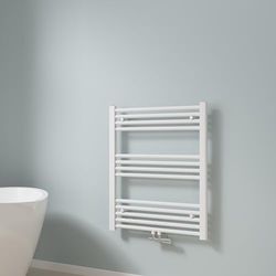 EMKE Toallero Baño Radiador, 75 x 60 cm, Tubo Redondo, Blanco, secador de Toallas con conexión Central, radiador secador de Toallas de Agua Caliente
