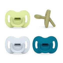 Suavinex, Pack 4 Chupetes Todo Silicona, para Bebés 6/18 Meses, con Tetina Fisiológica SX Pro, Súper Blandito y Flexible, Ideal para Dormir, Respeta Desarrollo Bucodental, Azul, Verde